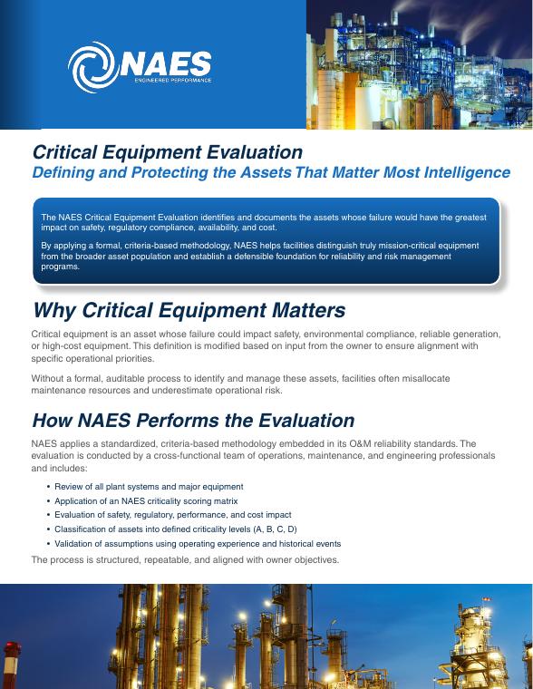 Critical Equipment Evaluation, cover