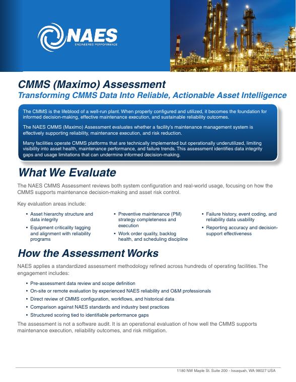 CMMS (Maximo) Assessment, cover